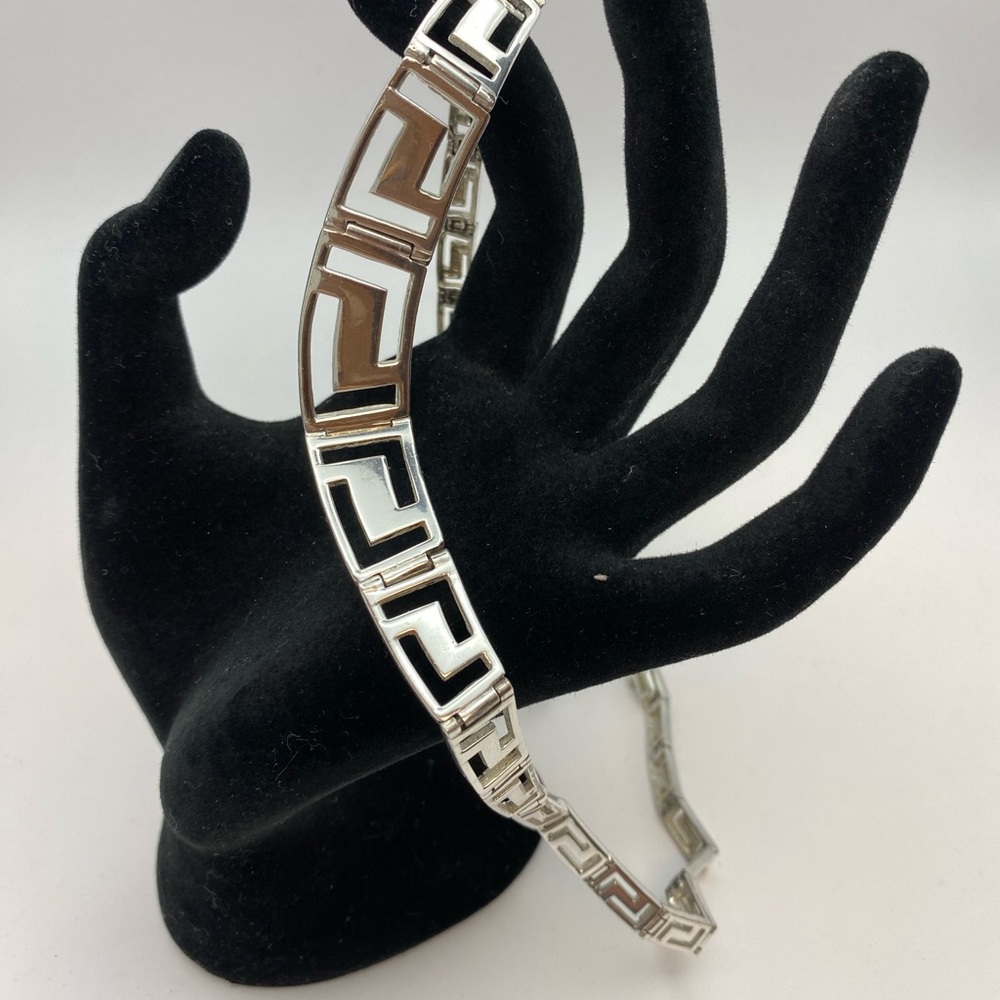 Greek key necklace in sterling silver 925, Greek geometric design, Greek meander